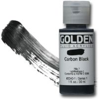 Golden 0002040-1 Fluid Acrylic 1 oz. Carbon Black; Highly intense, permanent acrylic colors with a consistency similar to heavy cream; Produced from lightfast pigments (not dyes), they offer very strong colors with very thin consistencies; No fillers or extenders are added and the pigment load is comparable to Golden heavy body acrylics; UPC 738797204010 (GOLDEN00020401 GOLDEN 00020401 0002040 1 GOLDEN-00020401 0002040-1) 