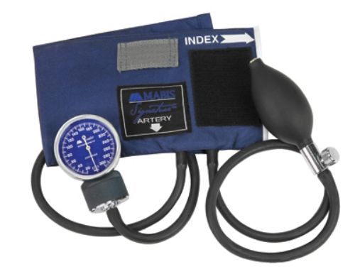 Mabis 01-100-015 Signature Aneroid Sphygmomanometers with Blue Nylon Cuff, Child, Offers superior performance and unsurpassed quality, Deluxe air release valve delivers a precise deflation rate Heavy-duty vulcanized bladder and thick-walled inflation bulb combined with our deluxe calibrated nylon cuff, assures many years of reliable service (01100015 01100-015 01-100015 01 100 015)