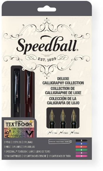 Speedball 002904 Calligraphy Fountain Pen Deluxe Set; Speedballs line of Calligraphy Fountain Pens offers an ideal combination of value, comfort and performance for aspiring calligraphers, hobbyists and fine artists; These pens feature lightweight, comfortable construction for ergonomic use as well as precisely machined, rounded tip nibs and rich, easy flowing ink; UPC 651032029042 (002904 S2904 PEN-002904 SPEEDBALL002904 SPEEDBALL-002904 SPEED-BALL-002904) 