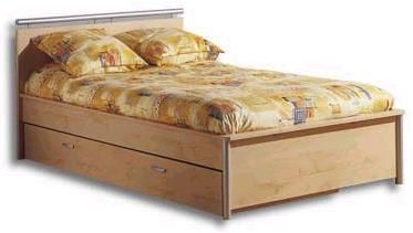 Gautier 008-119 Twin Size Bed, 3D Collection, Light Beech Finish, Clear Varnish, Slats Included, Trundle Drawer 008-400 is optional, Tubular frame bedbase; Height: 35