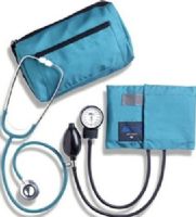 Mabis 01-260-161 MatchMates Dual Head Stethoscope Combination Kit, Teal, Each stethoscope features a binaural, lightweight anodized aluminum chest piece, 22” vinyl Y-tubing, spare diaphragm and a pair of mushroom ear tips, Stethoscope, accessories and Sphygmomanometers come neatly stored in the matching carrying case (01-260-161 01260161 01260-161 01-260161 01 260 161) 