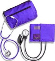 Mabis 01-260-201 MatchMates Dual Head Stethoscope Combination Kit, Purple, Each stethoscope features a binaural, lightweight anodized aluminum chest piece, 22” vinyl Y-tubing, spare diaphragm and a pair of mushroom ear tips, Stethoscope, accessories and Sphygmomanometers come neatly stored in the matching carrying case (01-260-201 01260201 01260-201 01-260201 01 260 201) 