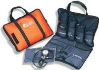 Mabis 01-350-058 Medic-Kit3; Adult, Large Adult, Child; Nylon Cuffs, Orange, easy access, fold-open carrying case is made of heavy-duty orange nylon, The Medic-Kit3 features a chrome-plated, Includes three cuffs (01-350-058 01350058 01350-058 01-350058 01 350 058) 