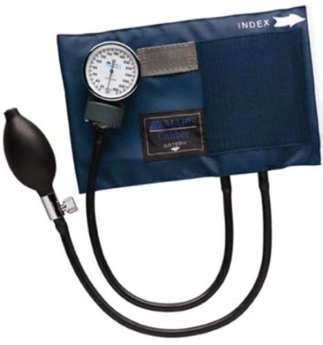 Mabis 01-130-016 CALIBER Aneroid Sphygmomanometers with Blue Nylon Cuff, Large Adult, Offers proven reliability at an affordable price, Designed for many years of demanding service in the hospital, nursing home or EMT fields (01130016 01130-016 01-130016 01 130 016)