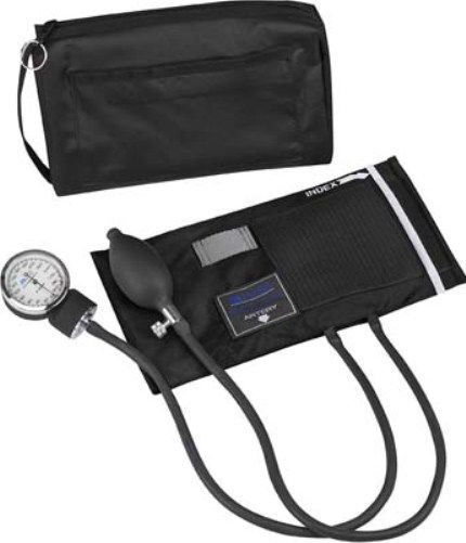 Mabis 01-160-021 MatchMates Aneroid Sphygmomanometers Kit, Black, Neatly stored in carrying case, Lifetime calibration warranty, Carrying Case: 9
