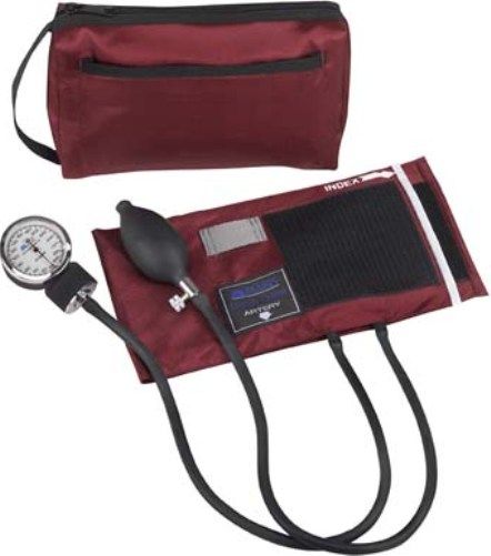 Mabis 01-160-071 MatchMates Aneroid Sphygmomanometers Kit, Burgundy, Neatly stored in carrying case, Lifetime calibration warranty, Carrying Case: 9