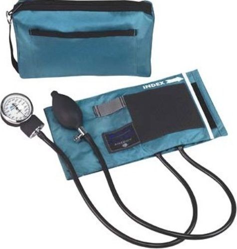 Mabis 01-160-161 MatchMates Aneroid Sphygmomanometers Kit, Teal, Neatly stored in carrying case, Lifetime calibration warranty, Carrying Case: 9