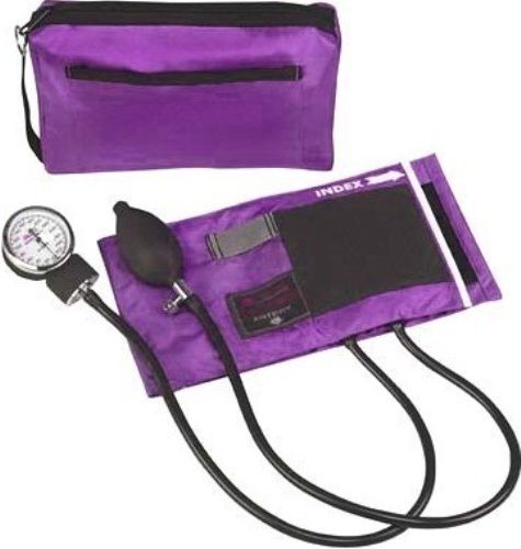 Mabis 01-160-201 MatchMates Aneroid Sphygmomanometers Kit, Purple, Neatly stored in carrying case, Lifetime calibration warranty, Carrying Case: 9