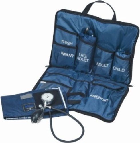 Mabis 01-350-018 Medic-Kit3; Adult, Large Adult, Child; Nylon Cuffs, Blue, easy access, fold-open carrying case is made of heavy-duty blue nylon for many years of rugged service, The Medic-Kit3 features a chrome-plated, German-crafted palm aneroid gauge, Includes three cuffs (01-350-018 01350018 01350-018 01-350018 01 350 018)