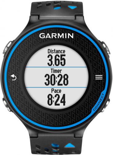 Garmin 010-01128-00 Forerunner 620 (Black/Blue); Calculates your recovery time and VO2 max estimate when used with heart rate; HRM-Run monitor adds data for cadence, ground contact time and vertical oscillation; Connected features: automatic uploads to Garmin Connect, live tracking, social media sharing; Compatible with free training plans from Garmin Connect; Physical dimensions: 1.8