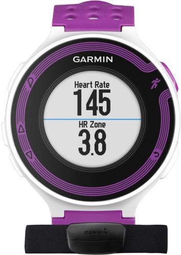 Garmin 010-01147-31 Forerunner 220 Bundle (White/Violet); GPS running watch with high-resolution color display; Tracks distance, pace and heart rate; Identifies personal records; Connected features: automatic uploads to Garmin Connect, live tracking, social media sharing; Compatible with free training plans from Garmin Connect; Physical dimensions: 1.8