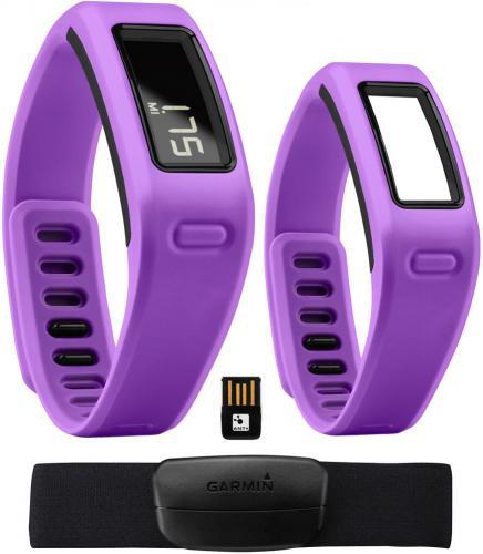 Garmin 010-01225-32 vivofit Fitness Band with Heart Rate Monitor (Purple); Learns your activity level and assigns a personalized daily goal; Displays steps, calories, distance; monitors sleep; Pairs with heart rate monitor for fitness activities; 1+ year battery life; water-resistant (50 meters); Save, plan and share progress at Garmin Connect; Display size, WxH: 1.00