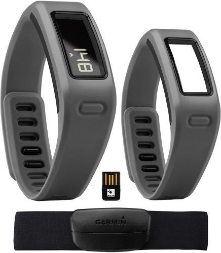 Garmin 010-01225-35 vivofit Fitness Band with Heart Rate Monitor (Slate); Learns your activity level and assigns a personalized daily goal; Displays steps, calories, distance; monitors sleep; Pairs with heart rate monitor for fitness activities; 1+ year battery life; water-resistant (50 meters); Save, plan and share progress at Garmin Connect; Display size, WxH: 1.00