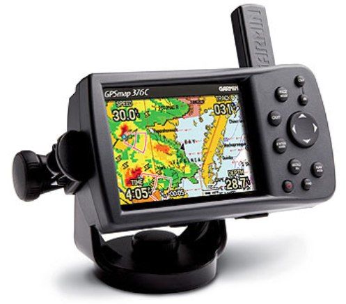 Garmin 010-00438-00 GPSMAP 376C Portable System With Americas Detailed Basemap, 3.8-inch diagonal, 480 x 320 pixel, 256-color TFT screen, adjustable LED backlight, Can display animated NEXRAD weather radar and forecasts, current conditions, wave data, surf temperatures, Stores up to 3,000 user waypoints, 50 reversible routes 300 waypoints per route, 10,000 point automatic track log (0100043800  010-0043800  GPSMAP376C  GPSMAP-376C  376C)