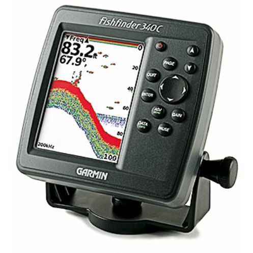 Garmin 010-00505-02; FishFinder 340C with 200/50KHz Transducer plastic transom mount with depth and temperature; 256-color TFT display, 3.0 W x 4.0 H, 5.0-inch diagonal, 240 x 320 pixels; Depth: 1,500 feet dual frequency, 900 feet dual beam (0100050502 010-0050502 010-00505 340-C)