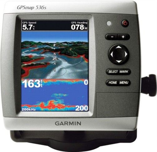 Garmin 010-00773-01 GPSMAP 536s Marine GPS Receiver with Dual-frequency Transducer, 80/200 kHz Dual Frequency, 1 kW RMS Transmit power, 900 ft Maximum depth, Display size 3.0