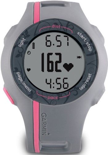 Garmin 010-00863-10 Forerunner 110 Womens GPS Enabled Fitness Watch with Heart Rate Monitor, Grey and Pink, Display size 1.0