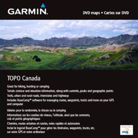 Garmin 010-10469-00 TOPO Canada DVD Maps, Provides detailed topographic maps, based on digital 1:250000 and 1:50000 scale NTS data; Includes BaseCamp software for managing data on your GPS and computer, playing back routes and tracks, geotagging photos and more; UPC 753759045654 (0101046900 01010469-00 010-1046900)