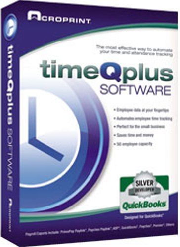 Acroprint 01-0262-000 timeQplus Network Software; Work with Proximity, Magnetic Stripe, Barcode, Biometric, FaceVerify and HandPunch; Client/Server PC Punch; For 50 Employees; Track job costing with work codes; Two classes of overtime plus 7th day overtime; Weekly, bi-weekly, semi-monthly or monthly pay periods (ACROPRINT 010262000 01 0262 000 01-0262-000)
