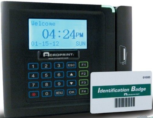 Acroprint 01-0266-000 timeQplus Barcode System; 128 x 64 graphical backlit LCD display; Ideally suited for small businesses who want to automate their time and attendance process; Includes software capacity for up to 50 employees, Upgradable up to 250 employees; Hold up to 50000 transactions with a user capacity of 10000 cards (010266000 010266-000 01-0266000)