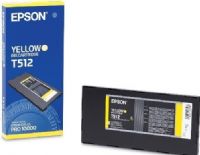 Epson T512201 Ink tank cartridge, Quick-drying formula resists smears and smudges, High-image quality output with minimum dot gain, True-archival ink, Consistent performance, OEM inkjet cartridge for Epson Stylus Pro 10000/10600, Yellow Color,  UPC 010343834415 (T512201 T512-201 T512 201) 