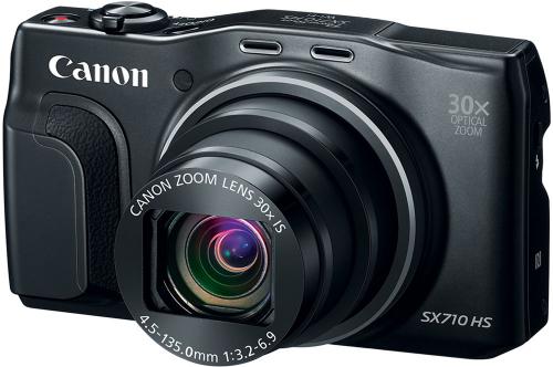 Canon 0109C001 PowerShot SX710 HS; 30x Optical Zoom (25-750mm); Intelligent IS; Still Image Shooting; Video Recording; Type:, 20.3 Megapixel, 1/2.3-inch CMOS; Total Pixels:, Approx. 21.1 Megapixels; Focal Length:, 4.5mm (W) - 135.0mm (T) (35mm film equivalent: 25-750mm); Optical Zoom:, 30x; Digital Zoom:, 4.0x; Autofocus System:, TTL Autofocus, Manual Focus; Optical Viewfinder:, Not available; UPC 013803252552 (0109C001 0109C001 0109C001)
