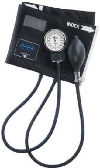 Mabis 01-110-027 Legacy Aneroid Sphygmomanometer, 300mmHg no-stop pin manometer, 16.1 - 24.2 in. cuff, Deluxe air release valve, Inflation Bulb, Black Nylon Calibrated Cuff, Zippered Carrying Case, UPC 767056110274 (01110027 01-110-027 01 110 027)