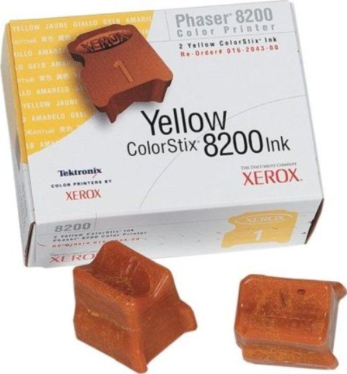 Xerox 016-2043-00 ColorStix Solid inks, Solid ink Printing Technology, Yellow Color, 2 Included, Up to 2800 pages Duty Cycle, Designed For Tektronix Phaser 8200, 8200B, 8200DP, 8200DX, 8200N Xerox Phaser 8200B, 8200DP, 8200DX, 8200MB, 8200MN, 8200N, UPC 042215485975 (016-2043-00 016 2043 00 016204300 XER016204300)