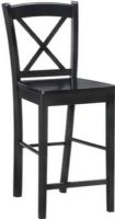 Linon 01710BLK-01-KD-U Black X Bar Stool, Crafted from Vietnamese Mahogany Wood, Stationary Seat, 42.91" H x 16" W x 17.91" D  Bar height overall dimensions, Stationary seat, high back, UPC 753793900148 (01710BLK01KDU 01710BLK-01-KD-U 01710BLK 01 KD U) 