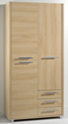 Gautier 018-173 Wardrobe 3 doors 3 drawers, City Collection, Oak Finish, L: 106 cm (41.73