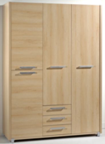 Gautier 018-180 Wardrobe 4 door, 3 drawers, City Collection, Oak Finish, L: 156 cm (61.41