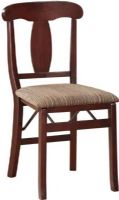 Linon 01822ESP-02-AS-U Triena Emily Folding Chair in Espresso with Dark Brown Leatherette, 37" x 17" x 7" When folded, 18" Seat Height, 250 Lbs Weight Limit, 17.75"W x 19.25"D x 35"H Overall, Rich Espresso Finish, Dark Brown Vinyl Padded Seat, Folds for easy set up and storage, Front and rear supports provide extra stability, Set of 2, UPC 753793910413 (01822ESP02ASU 01822ESP-02-AS-U 01822ESP 02 AS U) 