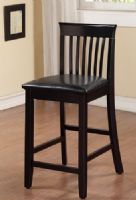 Linon 01857BLK01U Torino Collection Craftsman Counter Stool; With a traditional Mission back styling, will enhance your dining area with its casual charm; Black finish, black wipe clean vinyl padded seat, and 24-inch high seat gives this bar stool a timeless allure; 275 pound weight limit; UPC 753793935096 (01857-BLK01U 01857-BLK-01U 01857BLK-01U 01857 BLK01U) 