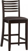 Linon 01863ESP-01-KD-U Triena Ladder Counter Stool, Ladder Counter Stool, Triena collection, Rich espresso finish, Rubber wood, bentwood, PVC and CA fire foam construction, Dark brown vinyl padded seat can be wiped clean, Fits beautifully into a casual or formal decor, 24" Height Seat dimension, 37" H x 17" W x 20" D, UPC 753793844763 (01863ESP01KDU 01863ESP-01-KD-U 01863ESP 01 KD U)  