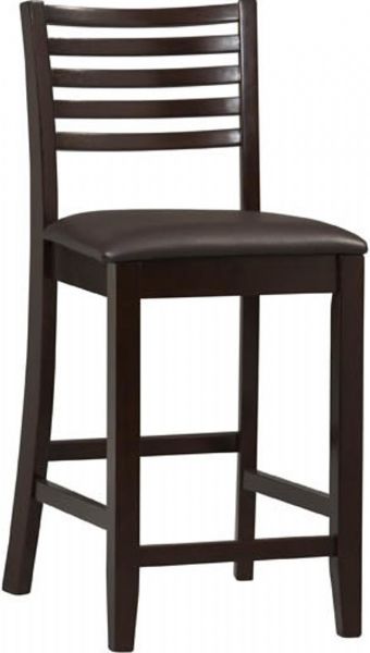 Linon 01863ESP-01-KD-U Triena Ladder Counter Stool, Ladder Counter Stool, Triena collection, Rich espresso finish, Rubber wood, bentwood, PVC and CA fire foam construction, Dark brown vinyl padded seat can be wiped clean, Fits beautifully into a casual or formal decor, 24