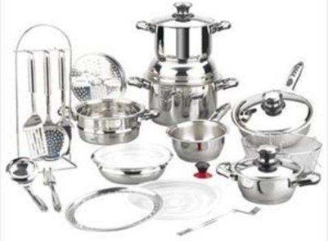 Magefesa 01BXVITER24 Vitaltherm Stainless 24Pc Cookware Set Thick thermal diffused base for fast heating, Vitaltherm Stainless 24Pc Cookware Set, Premium quality 18/10 stainless steel set includes -. 2Qt, 4Qt and 5Qt stew pots with lids, 2Qt saucepan, 8