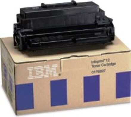 IBM 01P6897 Black Toner Cartridge For use with Infoprint 12 Printer, 6000 pages @ approximately 5% coverage, New Genuine Original OEM IBM Brand (01P-6897 01P 6897 01-P6897)