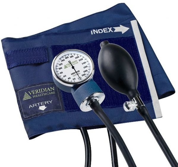 Veridian Healthcare 02-1071 Heritage Aneroid Sphygmomanometer Adult size; Includes: blue gauge with white faceplate, standard air release valve and inflation bulb, calibrated blue nylon cuff with 2-tube bladder and zippered attach case; Affordable and reliable; Zippered attach case included; Properly sized cuffs help to ensure accurate readings; Weight 1 Lbs; UPC 845717000161 (021071 02-1071)