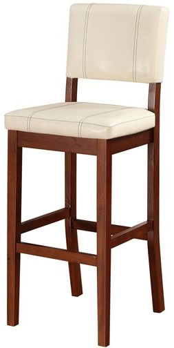 Linon 0211CRM01U Milano Bar Stool; Create a contemporary or classical look in your kitchen, dining or home pub area with the sleek shape and style of this medium dark walnut finish; Solid wood legs give this courtly stool additional strength ensuring years of everyday use; 275 pound weight limit; UPC 753793935737 (0211-CRM01U 0211CRM-01U 0211-CRM-01U 0211CR-M01U 0211 CRM01U)