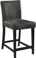 Linon 0225CHA-01-KD-U Morocco Bar Stool, 24" Seat Height, 275 lbs Weight limits, 37.2 - 43.31" H x 17.72" W x 23.03" D, Counter Height, Charcoal Upholstered Seat and Back, Black Finished Frame, Stationary Seat, Fabric is sueded microfiber, Pine, local hard wood, plywood, birch Construction, UPC 753793900209 (0225CHA01KDU 0225CHA-01-KD-U 0225CHA 01 KD U) 