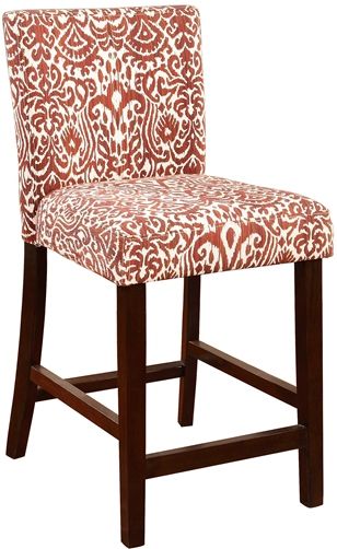 Linon 0225LAV01U Lava Morocco Counter Stool; Trendy, new-age seating solution for a counter, bar or table; Has a modern ikat design that is perfect for adding a splash of pattern and color to your space; Straight lined, smooth legs are finished in a rich Manhattan Stain; 275 pound weight limit; UPC 753793935294 (0225-LAV01U 0225 LAV01U 0225LAV-01U 0225-LAV-01U 0225LAV-01U)