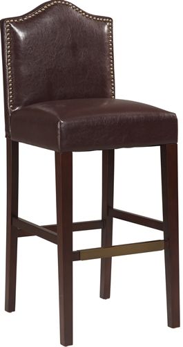 Linon 022604BBER01U Manor Blackberry Bar Stool; Traditional in style, has a sophisticated design and style; Seat back has an arching top and is accented with burnished bronze nail head trim; Plush Blackberry PU upholstered seat makes sitting comfortable; 275 pound weight limit; 30