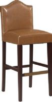 Linon 022604RUS01U Manor Russet Bar Stool; Traditional in style, has a sophisticated design and style; Seat back has an arching top and is accented with burnished bronze nail head trim; Plush Russet PU upholstered seat makes sitting comfortable; 275 pound weight limit; 30" Seat Height; UPC 753793935348 (022604-RUS01U 022604RUS-01U 022604-RUS-01U 022604 RUS01U) 