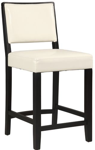 Linon 022605WHT01U Zoe Counter Stool, White; Exudes sleek modern style and appeal; Black finished, straight lined legs keep the stool sophisticated, while the chevron styled fabric upholstery adds fun flair to the piece; Sturdy and durable, the Zoe Stool is the perfect choice for a high top table, kitchen counter or home bar; UPC 753793935409 (022605-WHT01U 022605WHT-01U 022605-WHT-01U 022605 WHT01U)