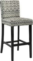 Linon 0226DRIF-01-KD-U Morocco Bar Stool, 30" Seat height, 275 lbs Weight limits, 37.2"-43.31" H x 17.72" W x 23.03" D, Charcoal Upholstered Seat and Back, Black Finished Frame, Stationary Seat, UPC 753793900247 (0226DRIF01KDU 0226DRIF-01-KD-U 0226DRIF 01 KD U) 