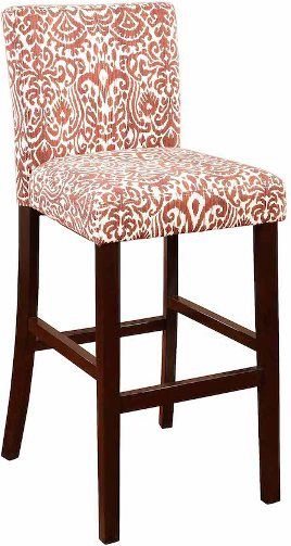 Linon 0226LAV01U Lava Morocco Bar Stool; Trendy, new-age seating solution for a counter, bar or table; Has a modern ikat design that is perfect for adding a splash of pattern and color to your space; Straight lined, smooth legs are finished in a rich Manhattan Stain; 275 pound weight limit; UPC 753793935775 (0226-LAV01U 0226 LAV01U 0226LAV-01U 0226-LAV-01U 0226LAV-01U)