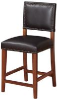 Linon 0232BLK01U Brook Counter Stool, Black; Create a contemporary look in your kitchen, dining or home pub area with the sleek shape and style of this Sapele finished; Solid legs give this courtly stool additional strength ensuring years of everyday use; Accented with antique bronze nail head trim; 275 pound weight limit; UPC 753793935706 (0232-BLK01U 0232BLK-01U 0232-BLK-01U 0232 BLK01U) 