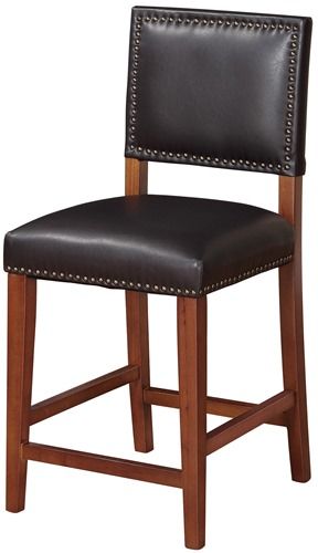 Linon 0232BLK01U Brook Counter Stool, Black; Create a contemporary look in your kitchen, dining or home pub area with the sleek shape and style of this Sapele finished; Solid legs give this courtly stool additional strength ensuring years of everyday use; Accented with antique bronze nail head trim; 275 pound weight limit; UPC 753793935706 (0232-BLK01U 0232BLK-01U 0232-BLK-01U 0232 BLK01U)