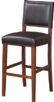 Linon 0233BLK01U Brook Bar Stool, Black; Create a contemporary look in your kitchen, dining or home pub area with the sleek shape and style of this Sapele finished; Solid legs give this courtly stool additional strength ensuring years of everyday use; Accented with antique bronze nail head trim; 275 pound weight limit; UPC 753793935690 (0233-BLK01U 0233BLK-01U 0233-BLK-01U 0233 BLK01U) 