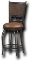 Linon 02619MTL-01-KD-U Salina Square Etched Back Metal 24-Inch Counter Stool, Antique Copper Finish, Iron Metal with PVC seat, Intricately etched design in metal back, Antique Caramel vinyl padded seat, Swivel capability, Double legs for stability, Foot rails for comfort, Assembly required, UPC 753793802619 (02619MTL01KDU 02619MTL-01-KD 02619MTL-01 02619MTL 02619MTL-01KDU) 